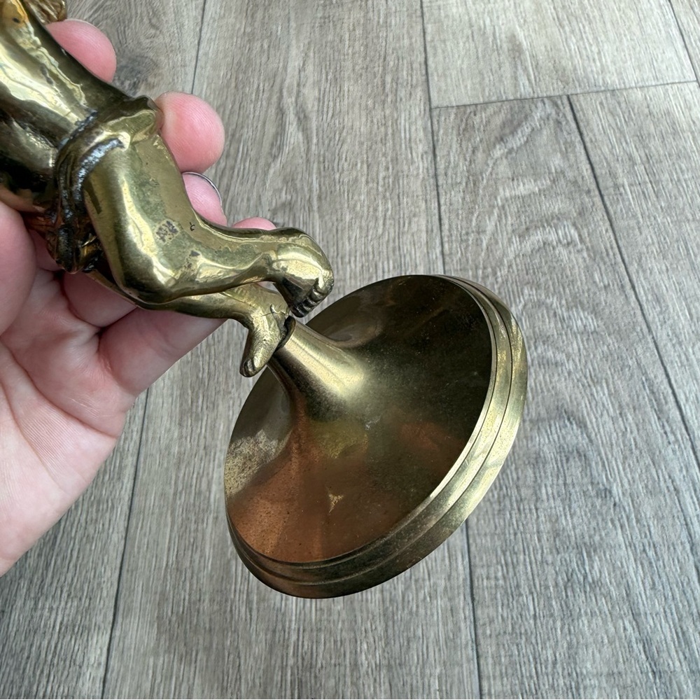 Vintage brass angel cherub candle stick holder child decor ethereal gold - Picture 4 of 7